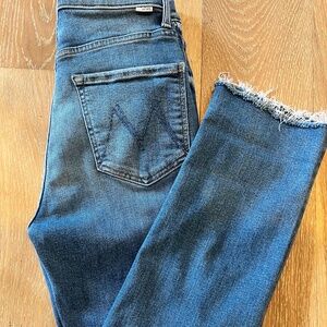 Mother  Jeans High Waisted Rider Ankle Fray